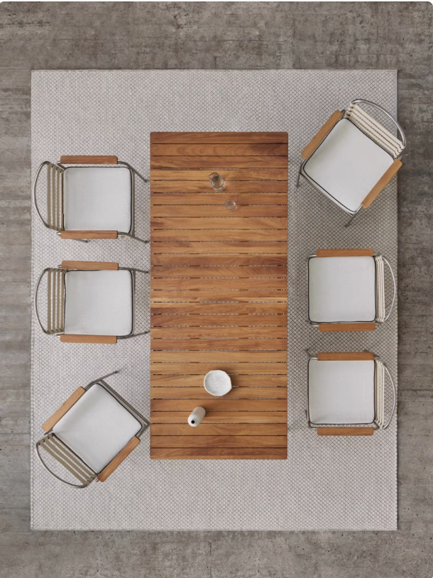 Luxury Morden Wooden Garden Terrace 6-Seater Dinning Table & Chairs set