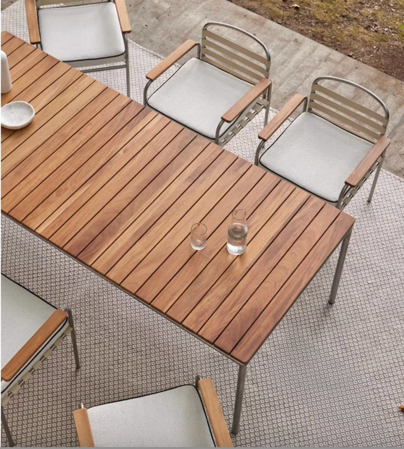 Luxury Morden Wooden Garden Terrace 6-Seater Dinning Table & Chairs set