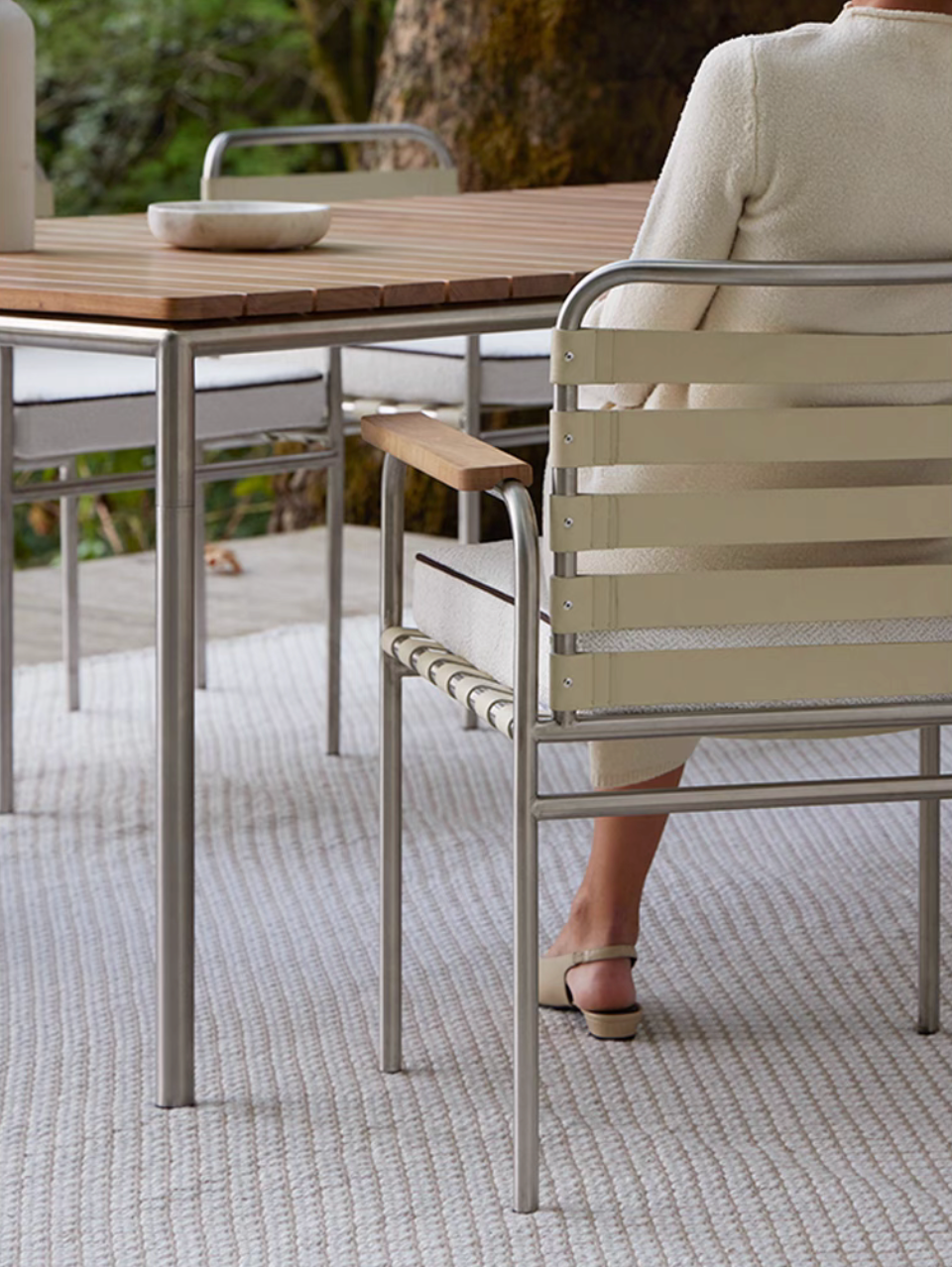 Luxury Morden Wooden Garden Terrace 6-Seater Dinning Table & Chairs set