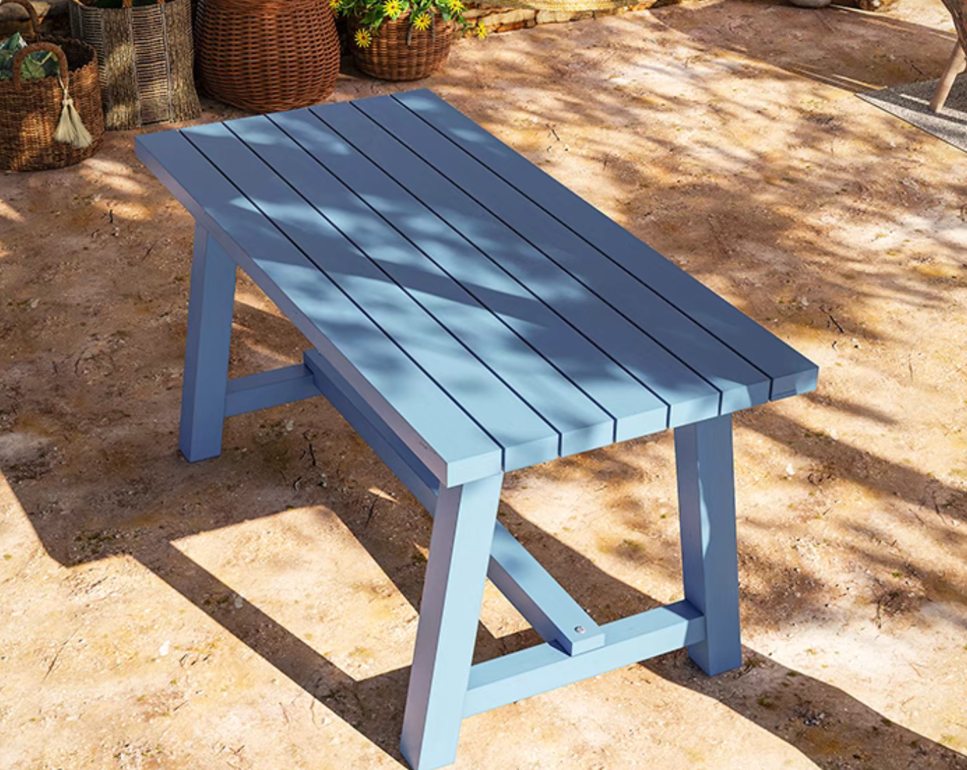 Outdoor 6-Seater Dining Table & Bench set - blue