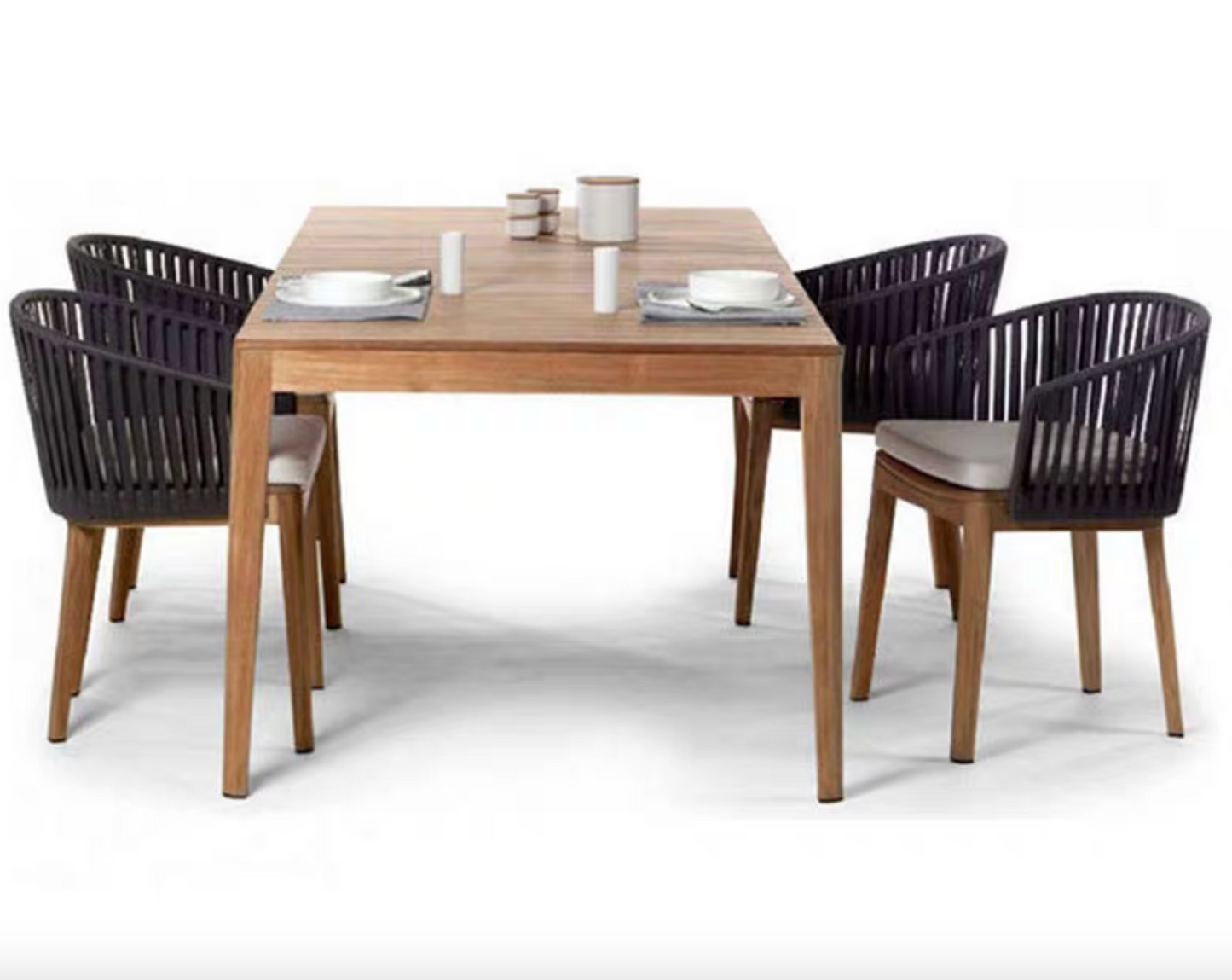 Luxury Garden Wooden Dining Table & Chairs Set