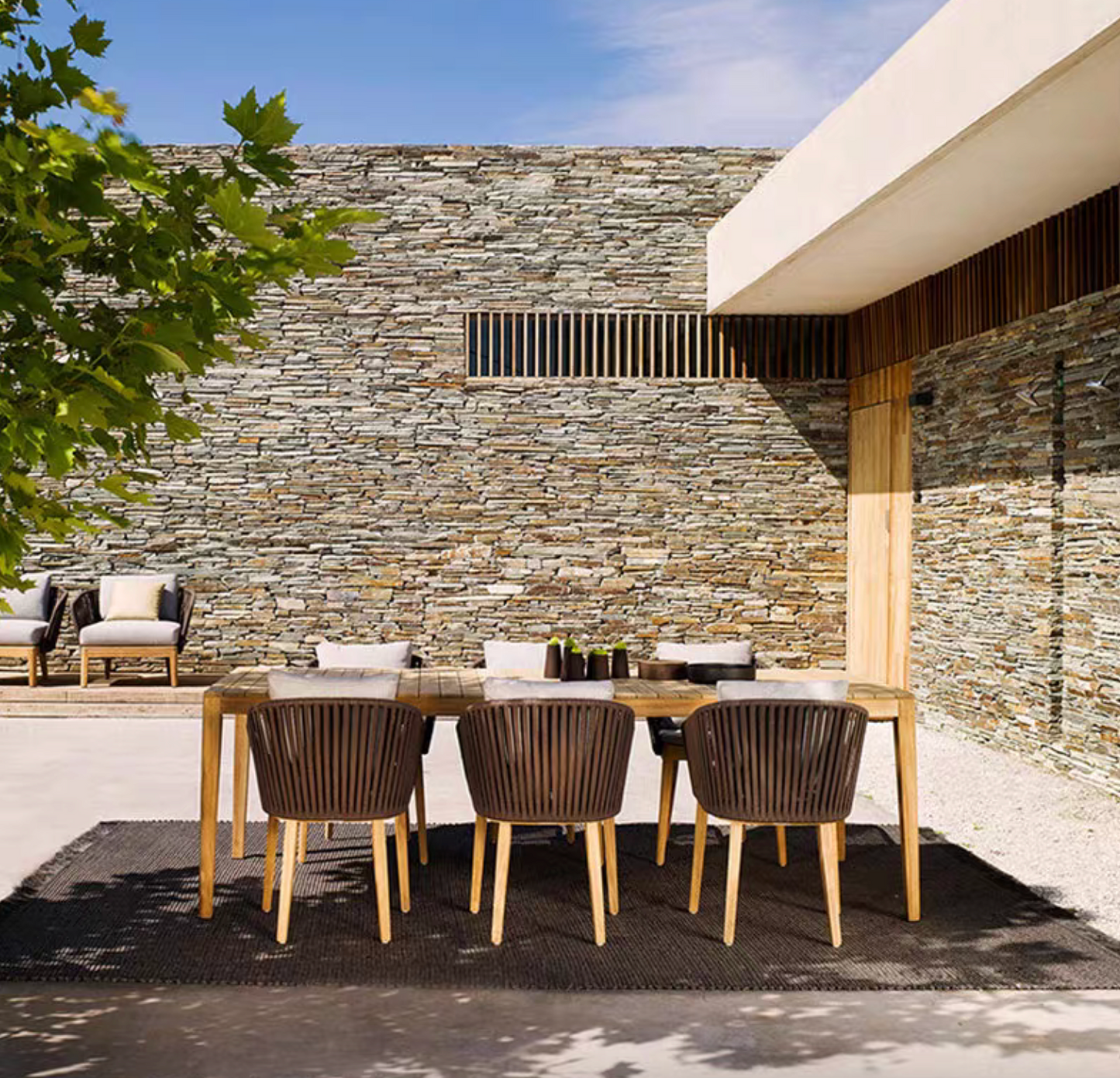 Luxury Garden Wooden Dining Table & Chairs Set