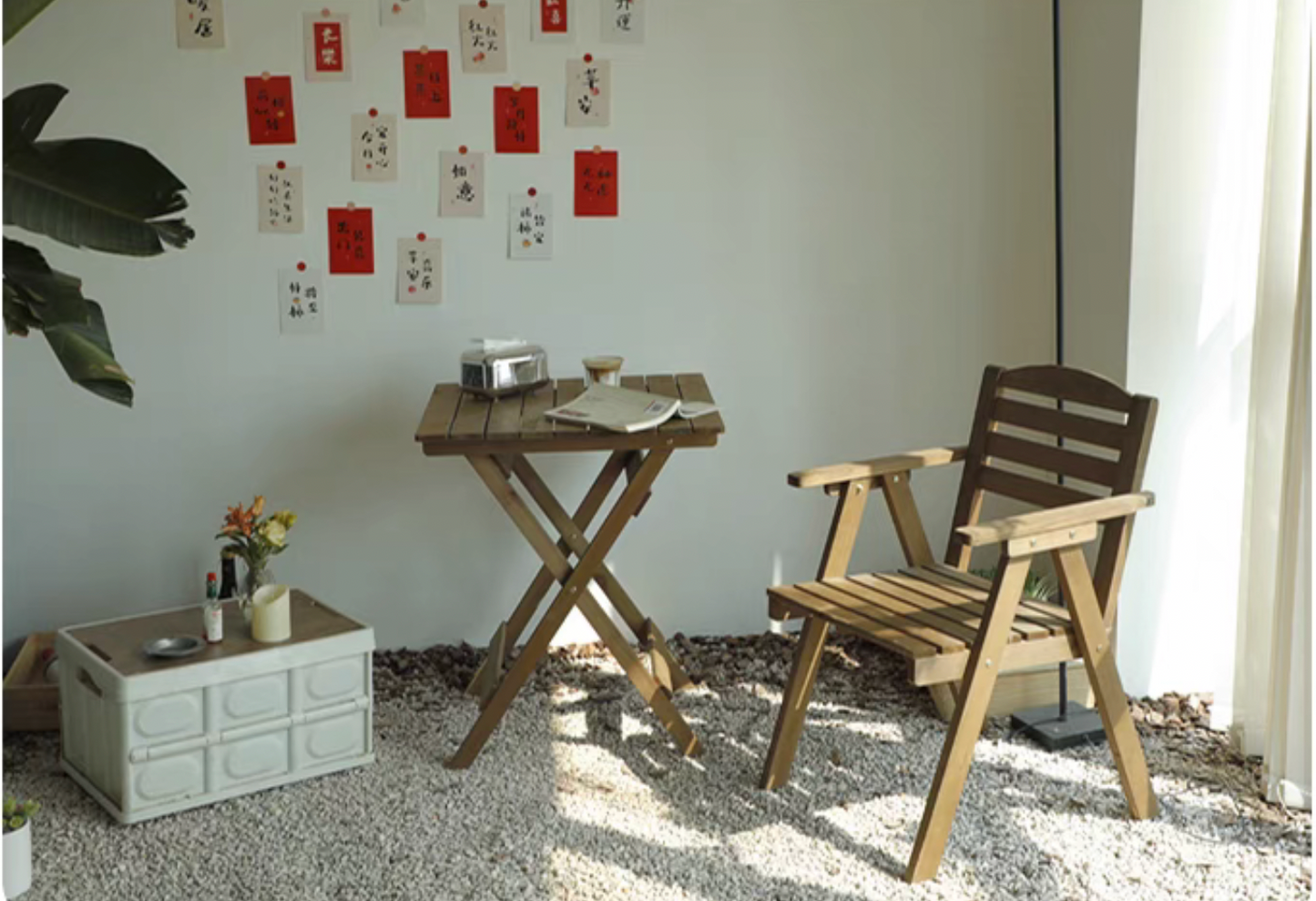 Wooden Garden Bistro 2 Seaters - Table & Chairs(with arm) set