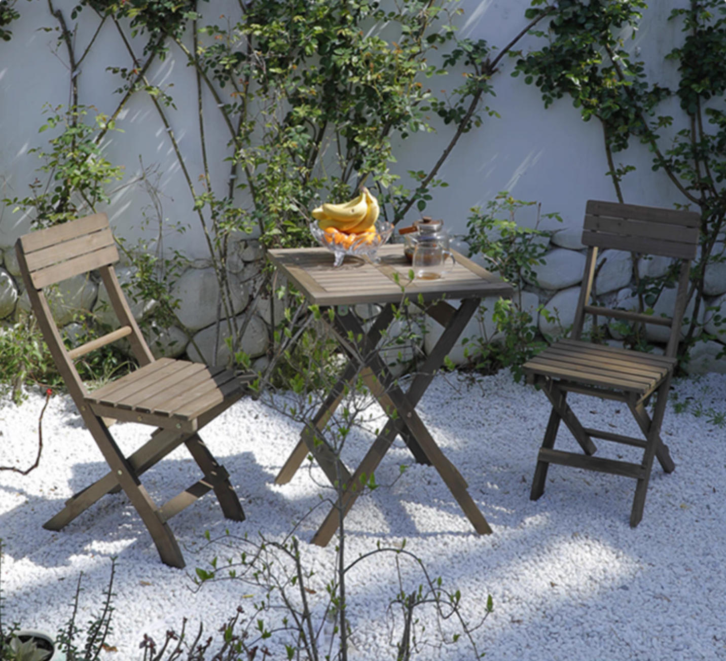 Wooden Garden Bistro 2 Seaters Foldable - Table & Chairs set