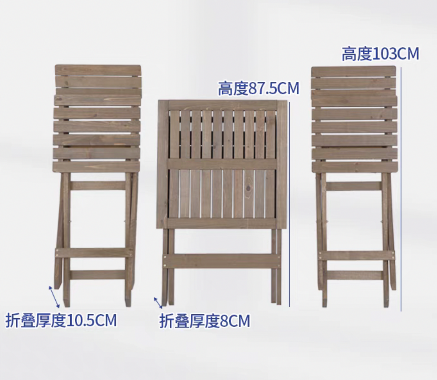 Wooden Garden Bistro 2 Seaters Foldable - Table & Chairs set