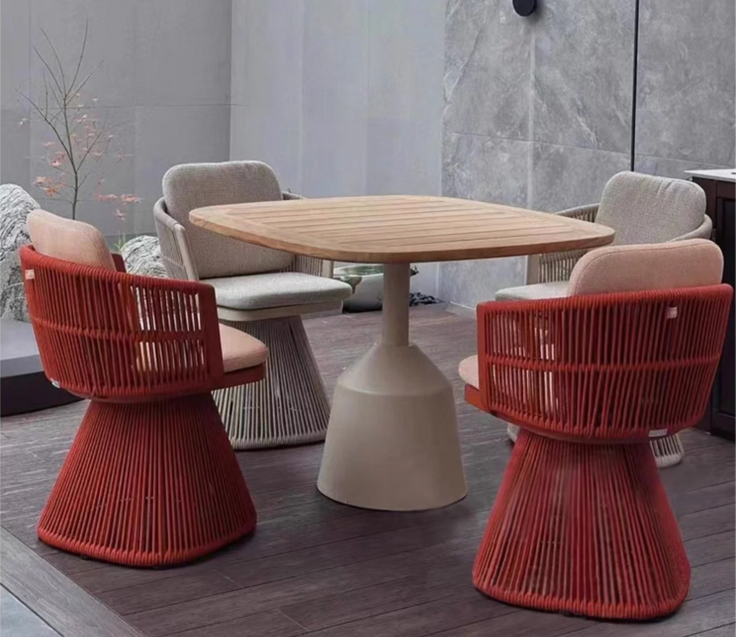 Elegant Garden or Terrace Teak Wood Table & Chairs Set