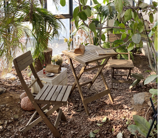Wooden Garden Bistro 2 Seaters Foldable - Table & Chairs set