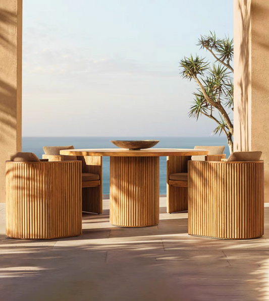 Luxury Morden Garden Hardwood Terrace Dinning Table & Chairs set
