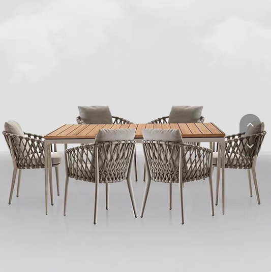 Teak Wood 6-Seater Garden Dining Set