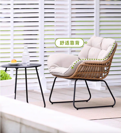 Outdoor 2-Seater Balcony Garden Side Table and Chairs with Armrest Set