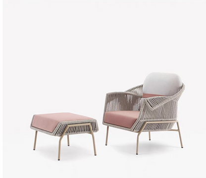Modern Colourful Outdoor 1-Seater Chair with Footstool