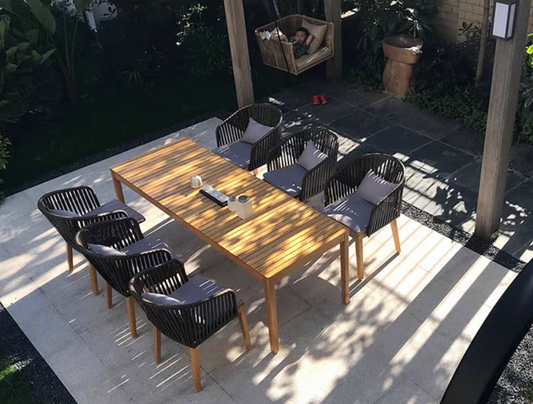 Luxury Garden Wooden Dining Table & Chairs Set