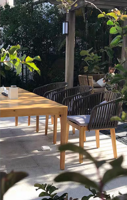 Luxury Garden Wooden Dining Table & Chairs Set
