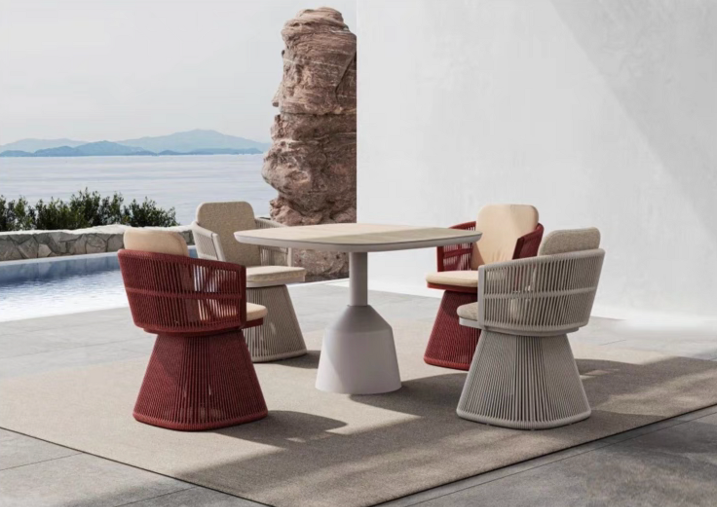 Elegant Garden or Terrace Teak Wood Table & Chairs Set