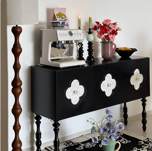 Four Leaf 3-door Sideboard Black and White