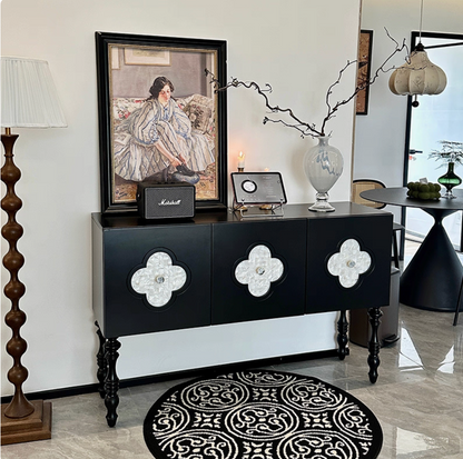Four Leaf 3-door Sideboard Black and White