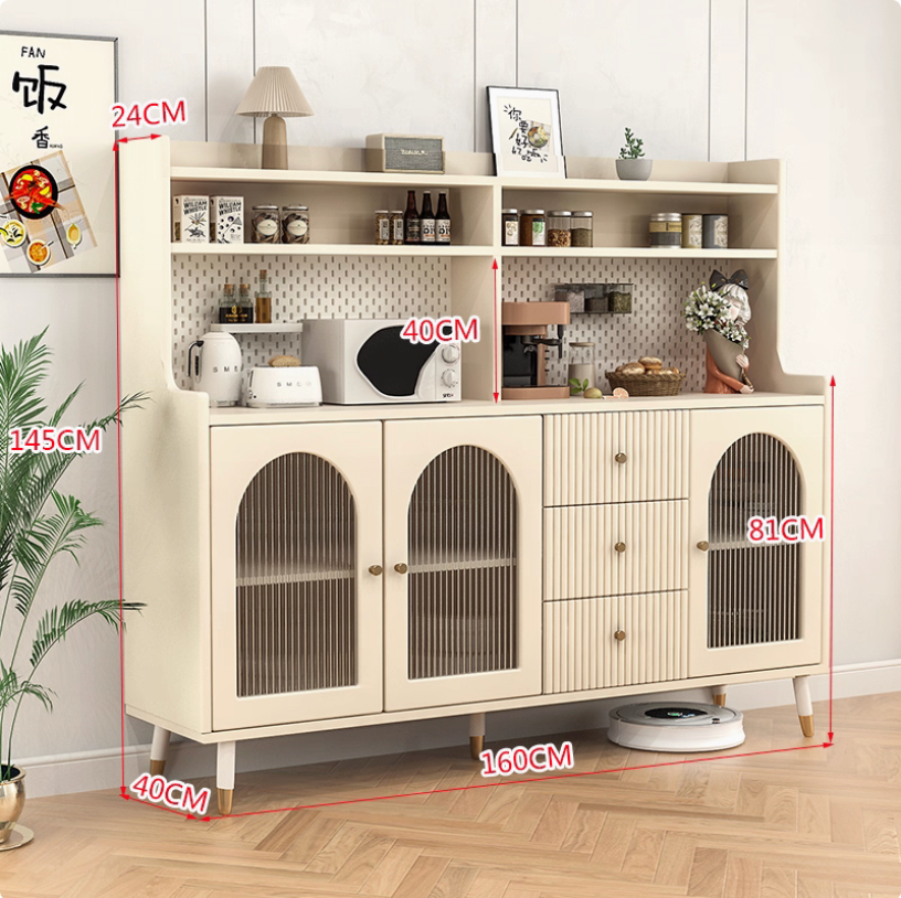RS Hard Wood Storage 3-Door Cabinet with Drawers- Two Colour