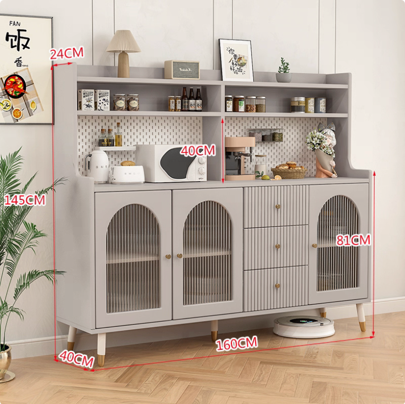 RS Hard Wood Storage 3-Door Cabinet with Drawers- Two Colour