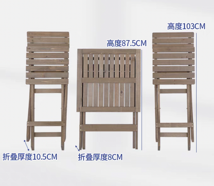 Wooden Garden Bistro 2 Seaters Foldable - Table & Chairs set