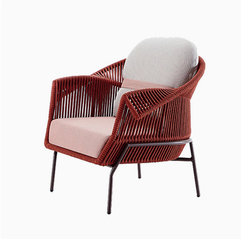 Modern Colourful Outdoor 1-Seater Chair with Footstool