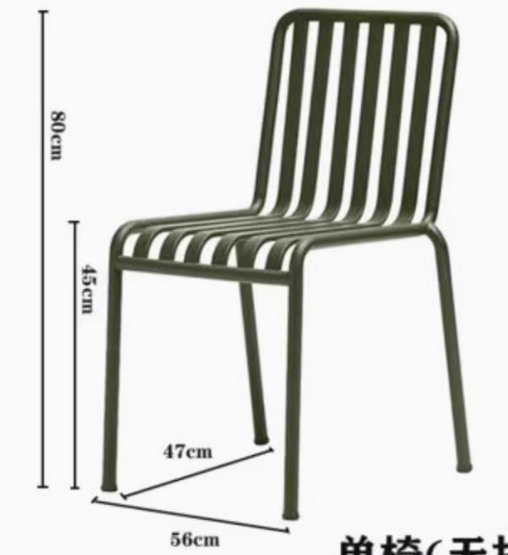Olive Green Garden Outdoor Metal 2 Chairs (no armrest) set