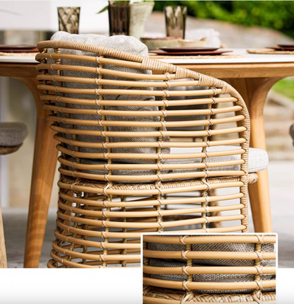Luxury Morden Garden Rattan Wooden Dinning Table & Chairs set