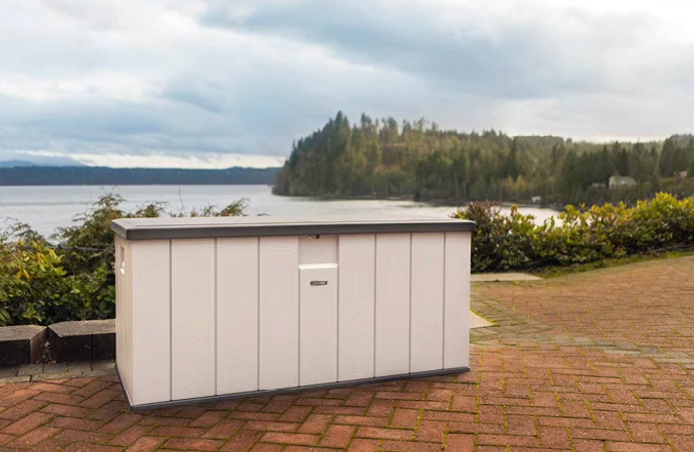 Lifetime Garden Plastic Storage Shed Lockable Light Brown