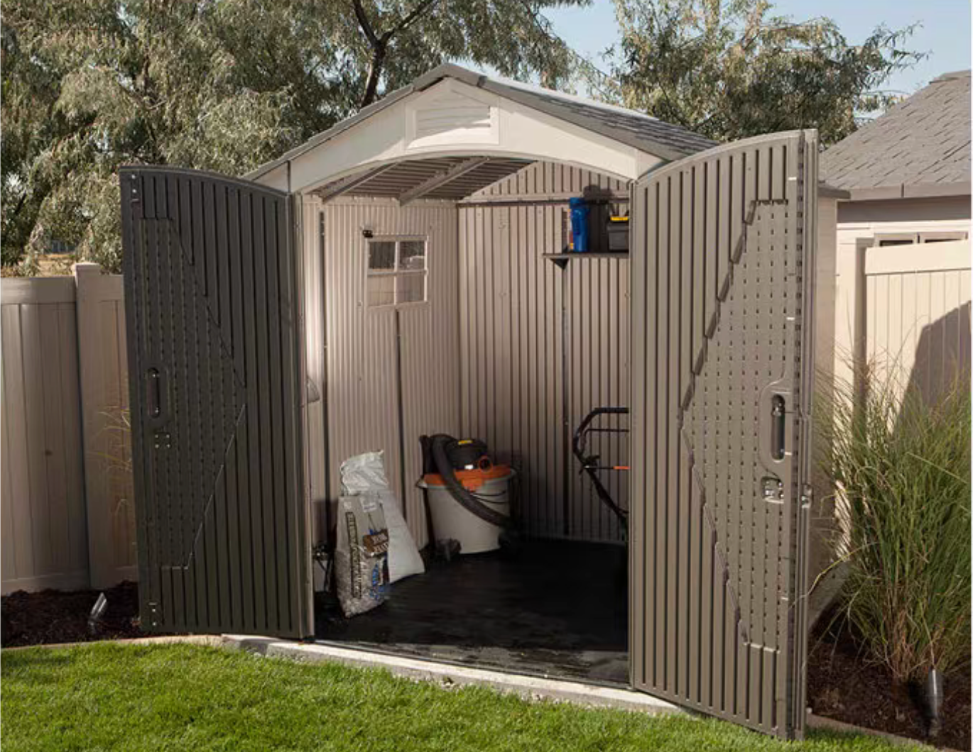 Lifetime Outdoor Storage Tool Shed with Steel-Reinforced Construction